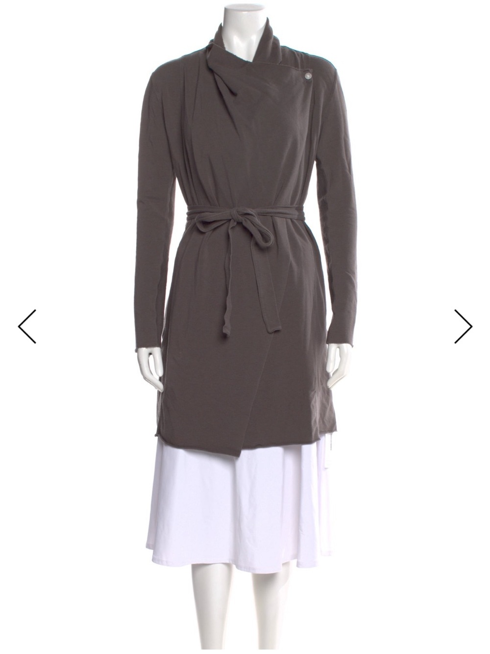 lunya Charcoal Wrap Tie-Waist Long-Sleeve Dress Coat